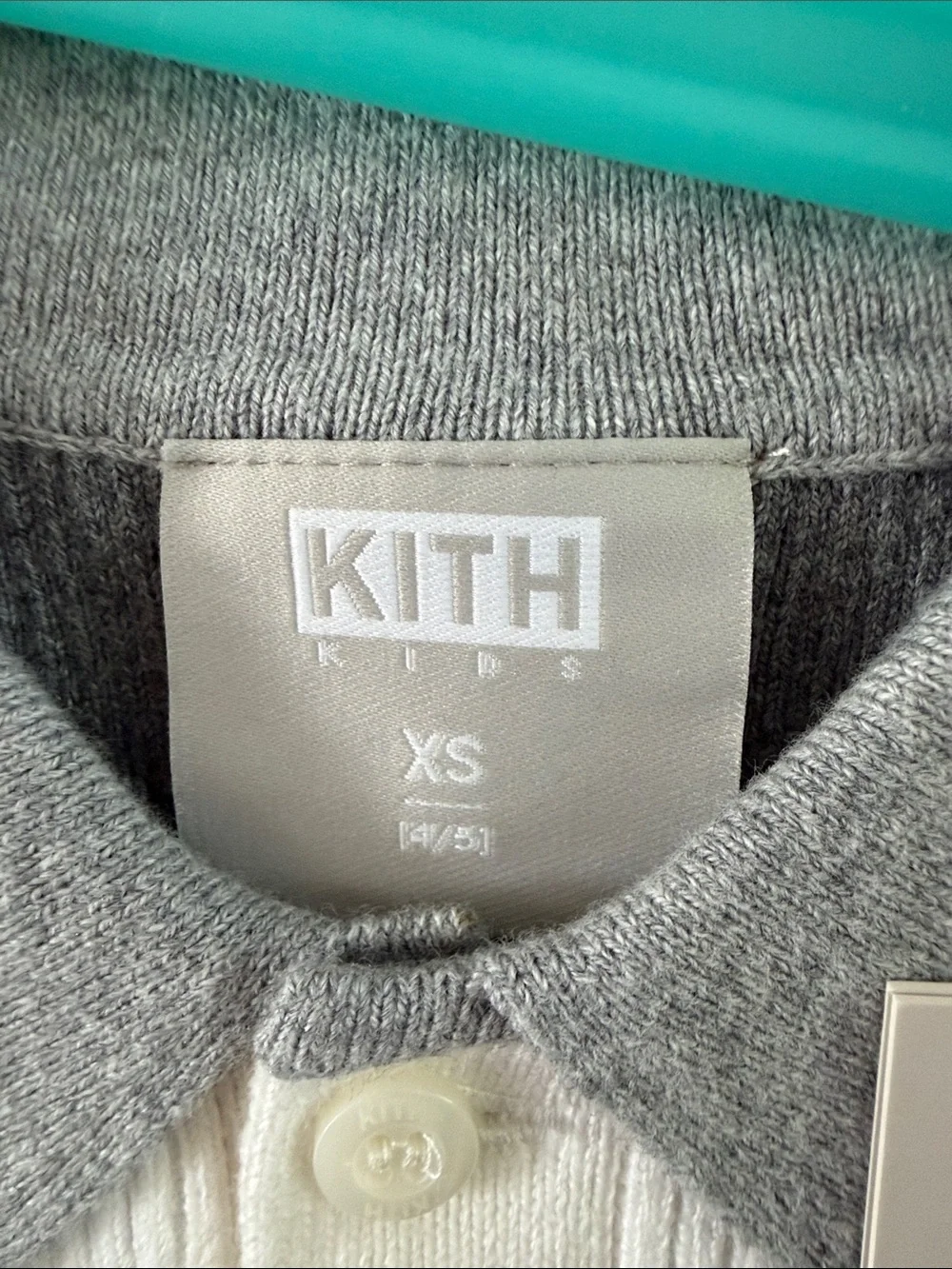 Kith Kids Grey & White Cable Knit Polo Top
